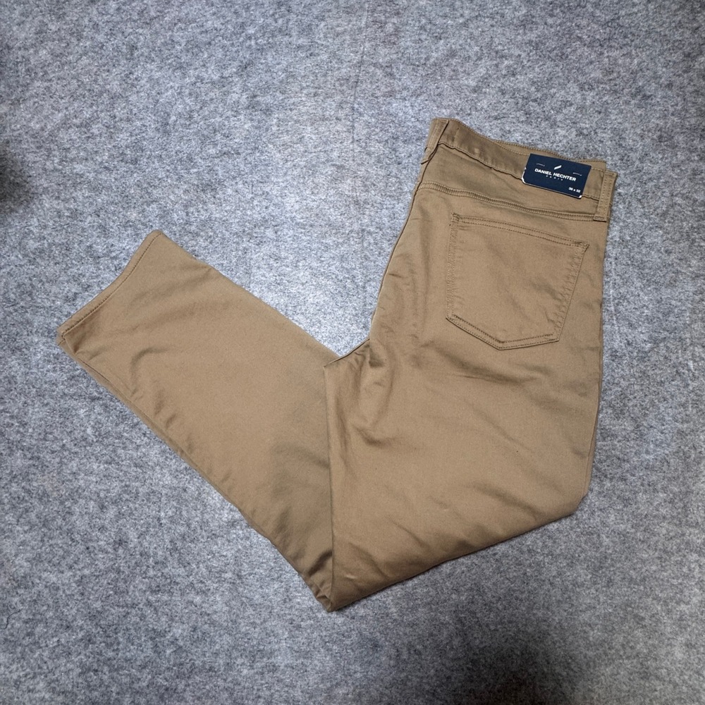 Daniel Hechter Paris Mens 38x32 Tan 5-Pocket Twill Pants Khaki Stretch Chinos